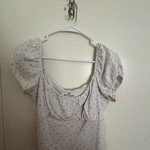 Hollister White Top with Blue Floral Design